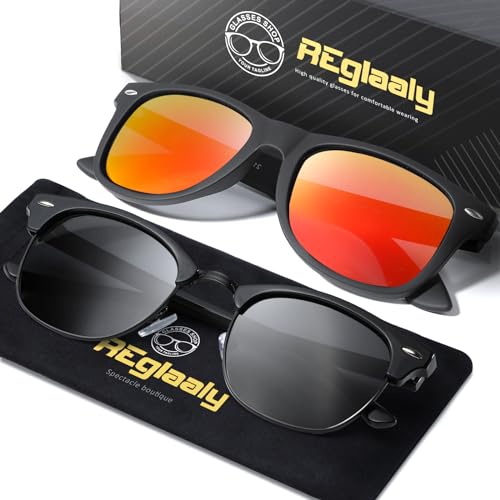Reglaaly Sunglasses Men and Womens, Polarized Sunglasses for men with UV Blocking Semi-Rimless Frame for Driving & Hiking