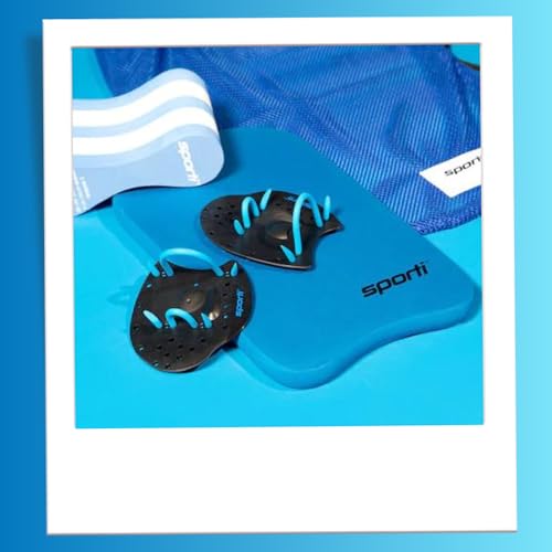 Sporti Pull Buoy for Women & Men Competitive, Swim Trainer Gears, Swim Buoy for Lap Swimming, EVA 5-Layer Pull Buoy Leg Float - Black/Blue