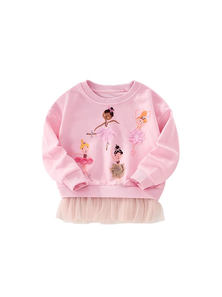 Tkria Toddler Girls Sweatshirt Dress Cotton Winter Long Sleeve Shirts with Tutu Skirts Kids Casual Pullover Outwear 2-7 Years