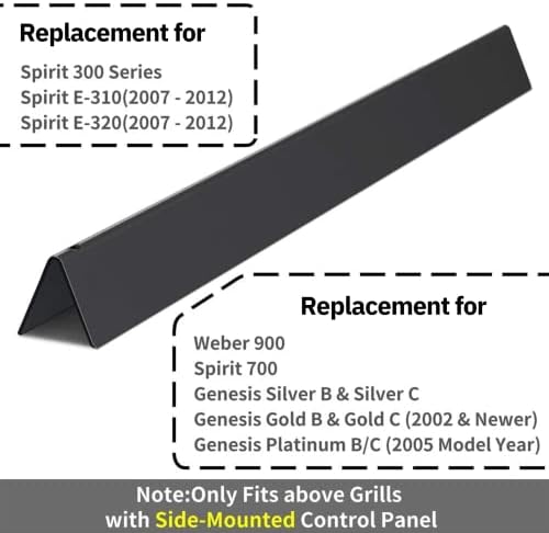 X Home 22.5-Inch Heavier Flavorizer Bars Replacement with Side-Mounted Control, for Weber Genesis Silver/Gold B & C, Spirit E-310, Spirit 300 Series Grill Parts, Porcelain-enameled, 5-Pack