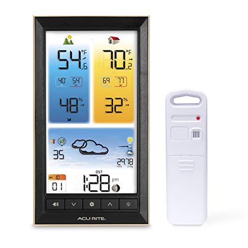 AcuRite Home Weather Station with Vertical Full-Color Display, Wireless Outdoor Thermometer for Indoor/Outdoor Temperature and Humidity (01201M)