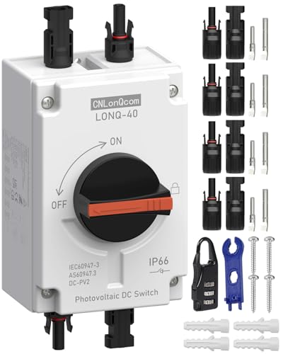 Solar Disconnect Switch 32 Amp DC1200V Isolator Switch with IP66 Waterproof Enclosure for Rooftop Solar Systems, RVs and Boats