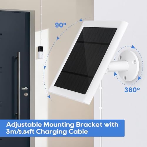 Ring Doorbell Solar Panel - 4W Charger, Compatible with Battery Doorbells, Type-C Charging Port, 9.84ft Cable
