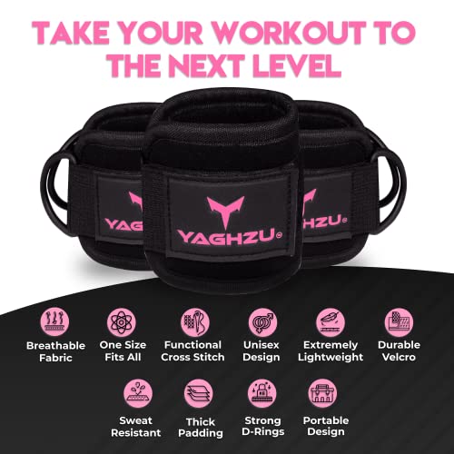 YAGHZU Ankle Straps for Cable Machines Women - Adjustable Gym Ankle Strap for Cable Machine, Neoprene Padded Cable Straps, Durable Leg Strap with Cable Cuff, Glute Kickback Ankle Strap with D Rings
