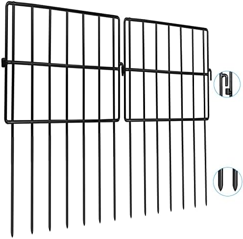 22 Pack Animal Barrier Fences, 1.5" Gap No Digging Garden Fence Panels, Metals Black Deterrent Fence for Dogs Rabbits, Decorative Fence for Outdoor Landscape Patio Total 22 ft(L)×16 in(H)