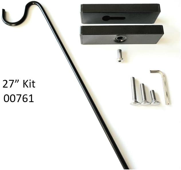 Premium - One Piece Pole - Long Hook Kits Ideal for Bird Feeders, Lighter Flower Baskets, Chimes, etc. for Vertical Spindled Deck Railings Only (27" Upright) Heavy Duty Hanger