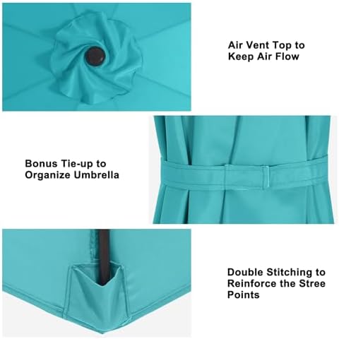 MASTERCANOPY Patio Umbrella 9 ft Replacement Canopy for 8 Ribs-Turquoise Canopy Only