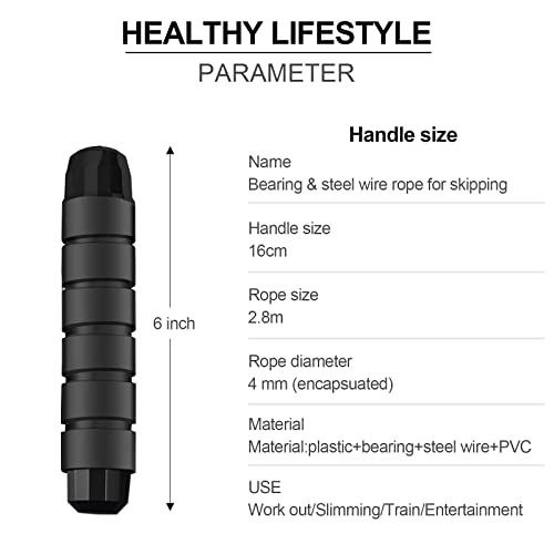 FITMYFAVO Jump Rope Cotton Adjustable Skipping Weighted jumprope for Women，Adult and Children Athletic Fitness Exercise Jumping Rope (Black)