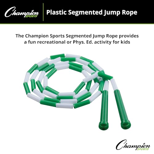Champion Sports Classic Plastic Segmented Beaded Jump Ropes - Phys. Ed, Gym, Fitness and Recreational Use, 6'L, Green/White