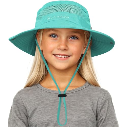 Century Star Outdoor Kids Sun Hat Boys Sun Hat Girls Beach Hat UPF 50+ Kids Bucket Hat Wide Brim Kids Fishing Safari Hat Lake Blue 5-13T