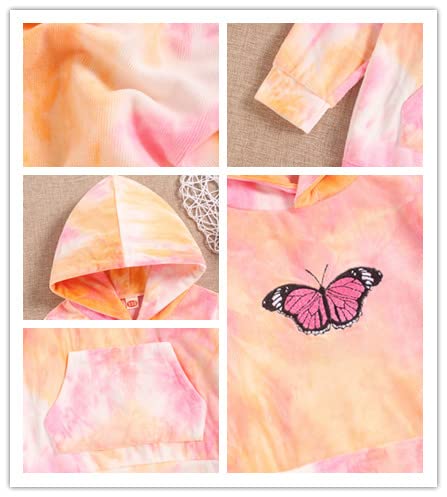 bilison Kids Toddler Girl Clothes Long Sleeve Tie Dye Hoodie Fall Winter little Girls Sweatshirt Pink