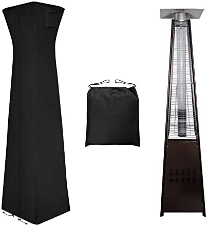 Easy-Going Pyramid Torch Patio Heater Cover with Zipper and Storage Bag, Waterproof Outdoor Heater Cover Dustproof, UV-Resisant, Wind-Resistant (90"H x 23"L x 23"W, Black)