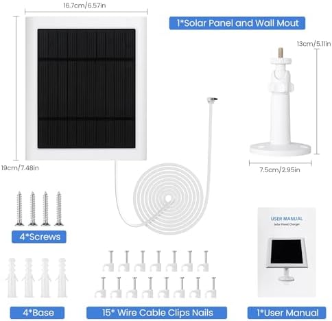 Ring Doorbell Solar Panel - 4W Charger, Compatible with Battery Doorbells, Type-C Charging Port, 9.84ft Cable