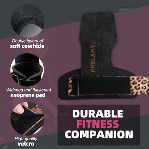 Frelaxy Lifting Wrist Straps Women and Men, Weight Lifting Grips with Cushion Wrist Loop, Double Layer Leather and Storage Pouch, Gym Workout Straps for Deadlift and Powerlifting (All Black)