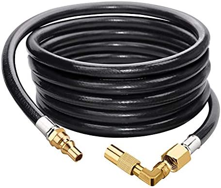 Eazy2hD 7FT RV Quick Connect Propane Hose with Propane Elbow Adapter Fitting RV Quick-Connect Kit, Low Pressure Propane Extension Hose for Blackstone 17"/22" Griddle