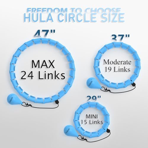 JLoibao Weighted Hula Circle with 24 Links for Adults Weight Loss, Infinity Fitness Hoop Plus Size, for Women Smart Exercise Equipment