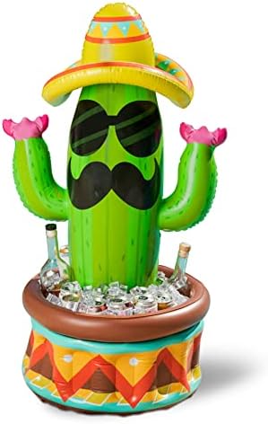 JOYIN 36" Inflatable Cactus Cooler with Sombrero Hat for Fiesta, Cinco de Mayo Party Supplies, Inflatable , Pool Party Decoration