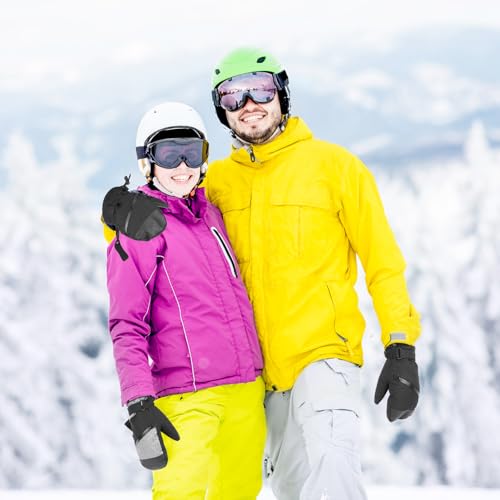QKURT Ski Mittens, Winter Waterproof Snow Gloves Touchscreen Ski Gloves, Mens Thermal Snow Mittens Winter Cold Weather Gloves for Outdoor Skiing Running Cycling Hiking Snow