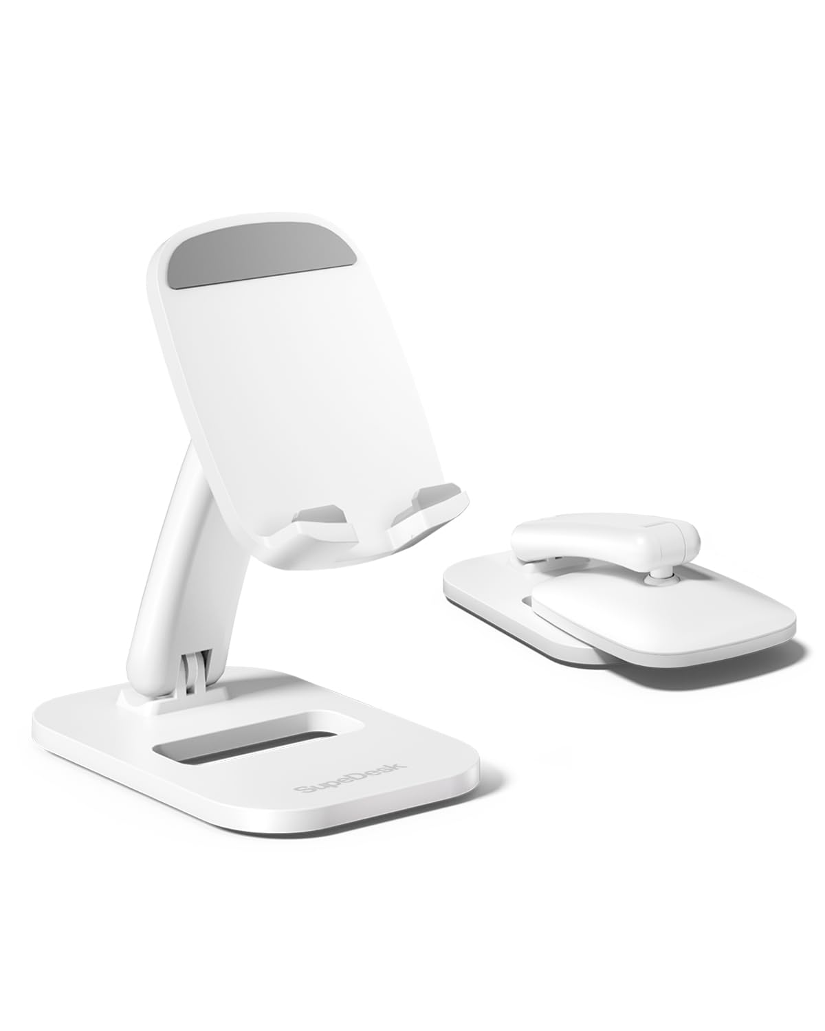 SupeDesk Foldable Phone Stand, Adjustable Cell Phone Holder, with Anti-Slip Strips, Portable Phone Stand for iPhone, Samsung, All Smartphones, White