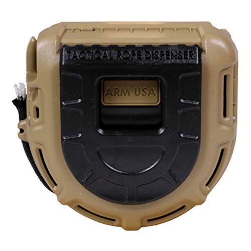 Atwood Rope MFG Tactical 550 Paracord Parachute Cord Rope Dispenser 50ft Spool TRD | Cutting Blade, Belt Clip, Cord Grip, View Port, Integrated Ruler (FDE)