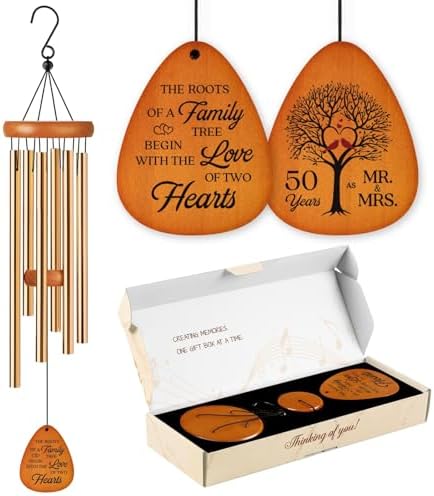 50th Wedding Anniversary Wind Chime, Happy 50th Anniversary Romantic Gifts for Couple, Parents, Wife, Husband, Friends, Golden Anniversarys Keepsake Gifts Ideas