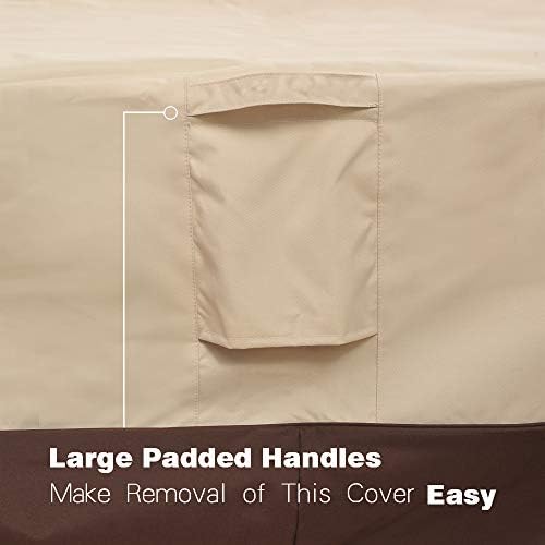 Vailge Rectangular/Oval Patio Table Cover, Heavy Duty and Waterproof Outdoor Lawn Patio Furniture Covers, Large Beige & Brown