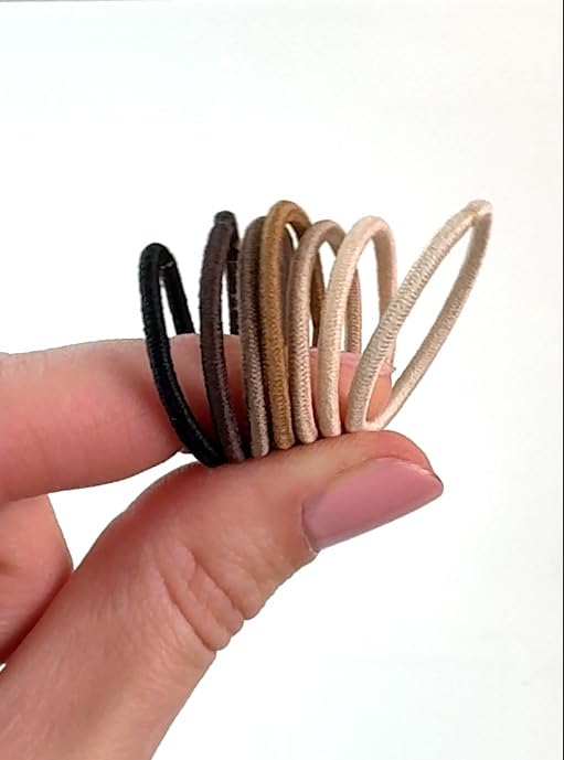 Heliums Small Hair Ties - Ash Blonde - No Damage Mini 1 Inch Reusable 2mm Elastics for Thin Hair and Kids, Neutral Ponytail Holders - 48 Count