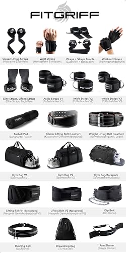 Fitgriff® Lifting Wrist Straps for Weightlifting, Gym, Deadlift, Workout (Made of Premium Cotton & Padded) - Men & Women (Standard, Black/Pink)