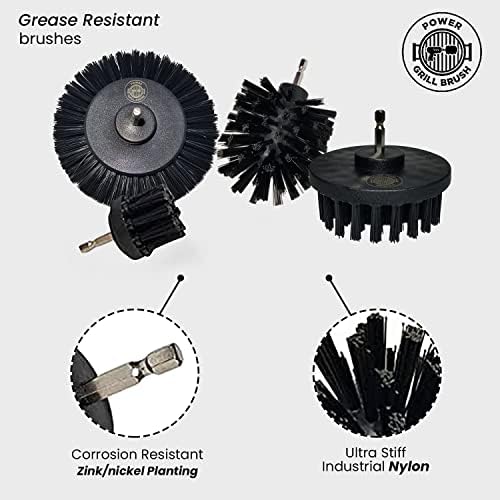 5 Piece BBQ Cleaning Kit - Nylon Safe Bristle, Free Non, Wire-Safe for All Grates Stainless Steel Charcoal/Gas Scraper,Accessories Outdoor Gift for Dad/Men Cool Barbecue Cleaner