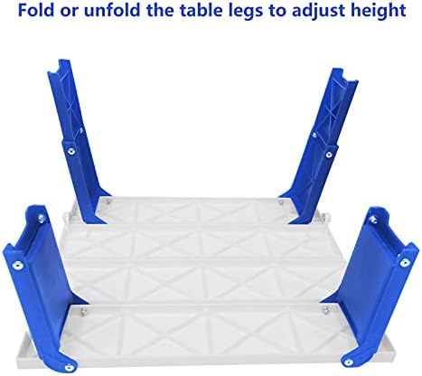 15.9"x14.2"x9.6" Large Portable Folding Beach Table for Sand Foldable Height Adjustable Side Table Desk for Camping Picnic BBQ with Carry Bag, Blue