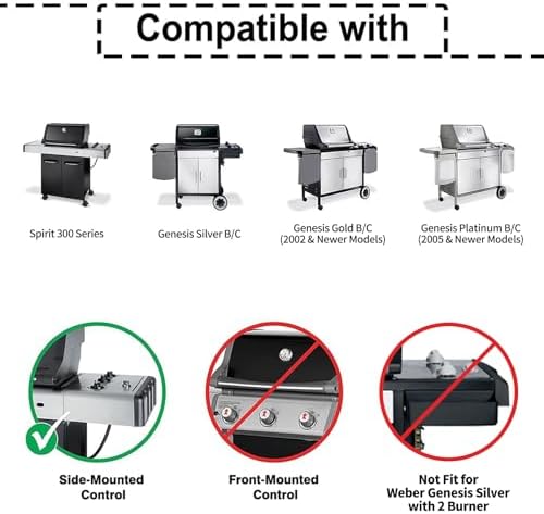 X Home 22.5-Inch Heavier Flavorizer Bars Replacement with Side-Mounted Control, for Weber Genesis Silver/Gold B & C, Spirit E-310, Spirit 300 Series Grill Parts, Porcelain-enameled, 5-Pack