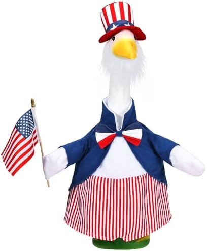 4th of July Porch Goose Outfits Independence Day Decorations Clothes Flag 23'' Goose Costume for Lawn Patio Decor (Style 2)
