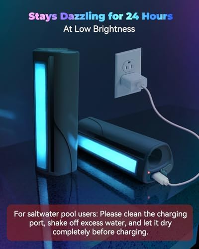 Pool Fountain with 8-Color 4-Mode LED Lights, Above/Inground Pool Fountain Lights with Remote, 360°Adjustable Pool Sprinkler for Relaxation & Cooling 10-20°F