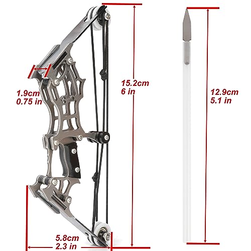 6"-9.5" Mini Compound Bow and Arrows Set for Archery Target Shooting Small Hunting Games Pocket Bow Survival Bow Gift LTH/RTH (5.9" Bow)