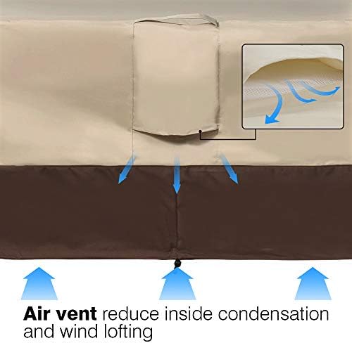 Vailge Rectangular/Oval Patio Table Cover, Heavy Duty and Waterproof Outdoor Lawn Patio Furniture Covers, Large Beige & Brown