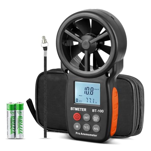 BTMETER BT-100 Handheld Anemometer, Digital Wind Speed CFM Meter Gauge Air Flow Velocity Tester for HVAC Shooting Drone, Wind Chill, 14℉-113℉ Wind Temperature