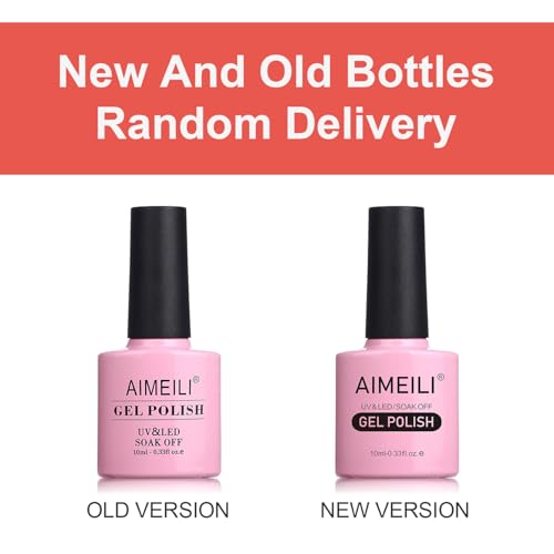 AIMEILI Soak Off U V LED Hot Pink Gel Nail Polish - Neon Peachy Pink (056) 10ml