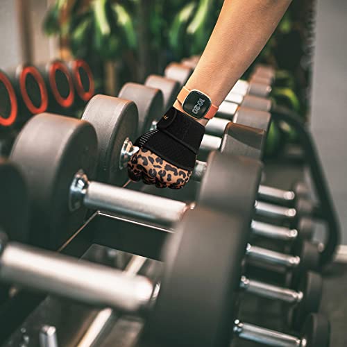 RYMNT Workout Gloves with Weight Lifting Wrist Wrap,Vented Cushioned Palm & Extra Grip for Men Women Gym,Weightlifting,Crossfit Training,Fitness,Exercise,WODs,Pullups.Leopard-Small