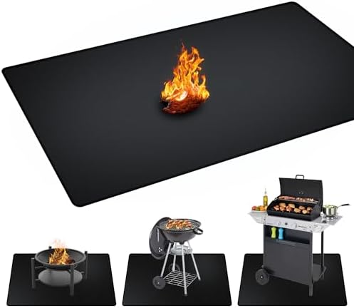 60 x 40 inch Under Grill Mats for Outdoor Grill, Double-Sided Fireproof, Oil and Waterproof Protective Mat for Grass and Deck, Outerdoor BBQ Fire Pit Fireplace Mat