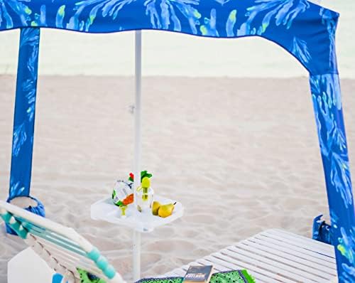 AMMSUN 17" Beach Umbrella Table Tray with 4 Cup Holders, 4 Snack Compartments for Beach, Patio, Garden, Swimming Pool 17 Inch, White