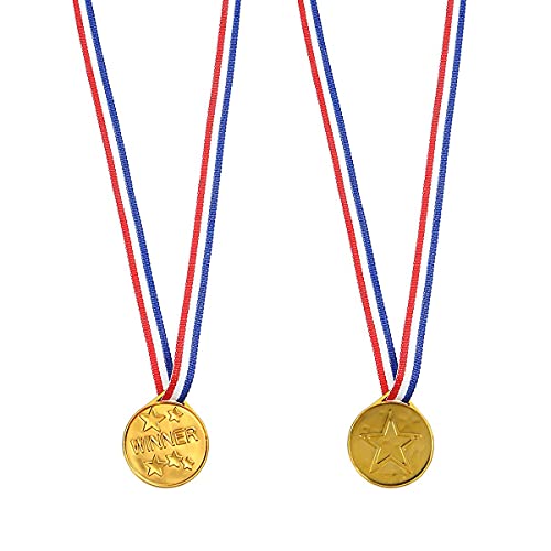 KISEER 40 Pieces Plastic Gold Winner Award Medals Bulk for Sports, Games Competitions, Party Favors and Decorations