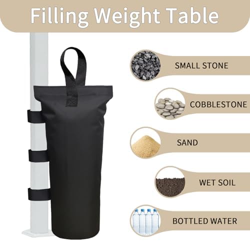 Canopy Weights Set of 4，Heavy Duty Canopy Weight Bags (120 lbs) for Ez Pop up Canopy Tent Outdoor Instant Canopies, Black (Without Sand) ，Set of 4