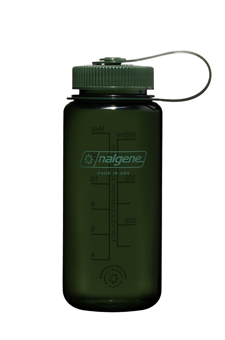 Nalgene Sustain Tritan BPA-Free Water Bottle Made with Material Derived from 50% Plastic Waste, 16 OZ, Wide Mouth, Jade
