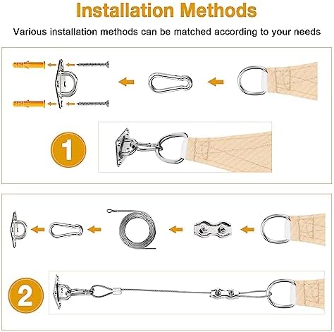 Duerer Sun Shade Sail Hardware Kit Winch Set 60pcs for Rectangle Triangle Sun Shade Sails Canopy Installation Stainless Steel Accessories for Outdoor Garden Patio(2 * Ratchet Winch + 4* 6.6ft Cables)