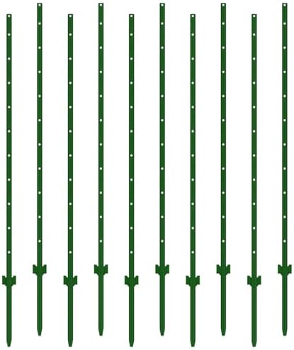 Fence Posts 7 Feet, Pack of 10, 3-4-5-6-7Ft Heavy Duty Garden Metal Steel Fence Post with U-Channel, No Dig Steel U Post Fencing for Lawn, Garden