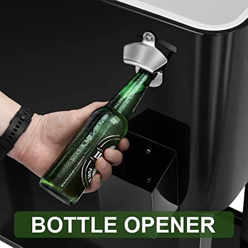 EDOSTORY 80 Quart Rolling Ice Chest Cooler Cart,Patio Backyard Party Drink Beverage Bar Stand Up Cooler Trolley with Ice Scoop