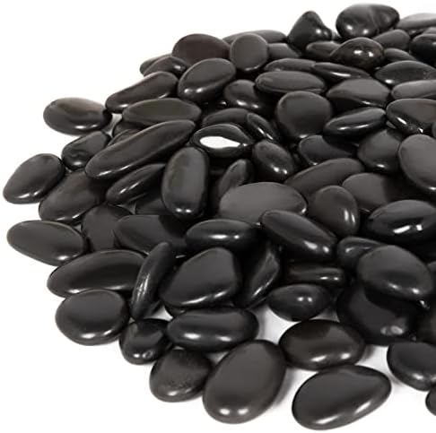 GASPRO 15lb Black River Rocks for Landscaping Outdoor, Polished Black Pebbles for Planters - 1 to 2 Inch, Large Decorative Stones for Garden Decor