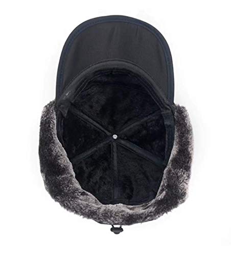 Faux Fur Cap Hat with Brim Outdoor Windproof Winter Warm Balaclava Face Cover Mask Ushanka Earflap Fur Baseball Cap Hat Holiday Travel Christmas Birthday Gift for Men Women Teen Junior Boy Girl Gray