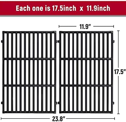 X Home 7638 Grill Grates Replacement for Weber Spirit 300 Series, E/S 310 & 320, Genesis Silver/Gold B & C Grill Replacement Parts, Cast Iron, 17.5 x 11.9 Inch, 2-Pack