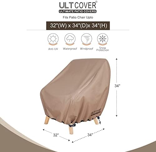 ULTCOVER Waterproof Patio Chair Cover 2 Pack Outdoor Lounge Deep Seat Single Lawn Chair Covers 32W x 34D x 34H inches